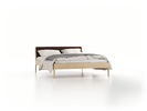 Bett Almeno mit Kopfhaupt inkl. wechselbarer Housse, 160 x 200 cm, Wollstoff Kaland Torf (70), Esche