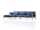 Loungesofa Linera, breit mit Liegeteil links, Wollstoff Elverum Ozean (75), Eiche