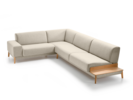 Ecksofa Alani, Buche, mit Bezug Wollstoff Tartini Sand
