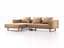 Lounge-Sofa Sereno, B297xT180xH71 cm, Sitzhöhe 43 cm, mit Liegeteil links inkl. 3 Kissen (70x55 cm), Kufenfuß Buche, Wollstoff Elverum Haselnuss