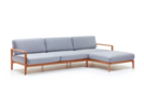 Loungesofa Linera, breit mit Liegeteil rechts, Wollstoff Stavang Kiesel, Buche