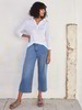 Culotte, hellblau denim & Blusenshirt, weiss