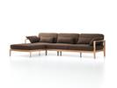 Loungesofa Linera, breit mit Liegeteil links, Wollstoff Kaland Torf (70), Eiche