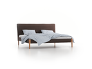 Bett Lorea mit Polsterbetthaupt, 200 x 200 cm, Wollstoff Tano Natur Dunkel (81), Eiche