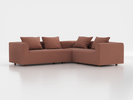 Ecksofa Sereno inkl. 4 Kissen (70x55 cm), Eckteil rechts, B 276 x T 235 cm, Bodennah, mit Bezug Wollstoff Elverum Ziegel (85), Eiche