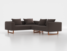 Ecksofa Sereno inkl. 4 Kissen (70x55 cm), Eckteil links, B 276 x T 235 cm, Kufenfuß, mit Bezug Wollstoff Tano Natur Dunkel (81), Buche