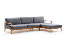 Loungesofa Linera, breit mit Liegeteil rechts, Wollstoff Elverum Mocca, Eiche