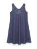 Kleid bestickt Graublau Rückansicht