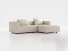 Lounge-Sofa Sereno inkl. 2 Kissen (70x55 cm), B 267 x T 180 cm, Liegeteil rechts, Bodennah, mit Bezug Wollstoff Tano Natur Hell (80), Buche