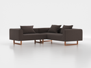 Ecksofa Sereno inkl. 3 Kissen (70x55 cm), Eckteil rechts, B 246 x T 235 cm, Kufenfuß, mit Bezug Wollstoff Tano Natur Dunkel (81), Buche