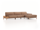 Lounge-Sofa Alani, B 340 x T 179 cm, Liegeteil rechts, Sitzhöhe in cm 44, mit Bezug Wollstoff Stavang Sand (66), Eiche
