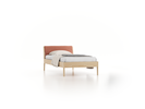 Bett Almeno mit Kopfhaupt inkl. wechselbarer Housse, 100 x 200 cm, Wollstoff Elverum Ziegel (85), Esche