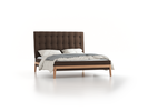 Polsterbett Filomena, 160 x 200 cm, Wollstoff Kaland Torf (70), Eiche