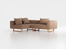Ecksofa Sereno mit Liegeteil, inkl. 3 Kissen (70x55 cm), Liegeteil links, B 246 x T 180 cm, Kufenfuß, mit Bezug Wollstoff Stavang Haselnuss (65), Buche