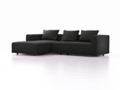 Lounge-Sofa Sereno, bodennah, B297xT180xH71 cm, Sitzhöhe 43 cm, mit Liegeteil links inkl. 3 Kissen (70x55 cm), Buche, Wollstoff Kaland Mocca