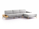 Lounge-Sofa Alani Liegeteil inkl. fixer Armlehne rechts, 300x179x82 cm, Sitzhöhe 44 cm, Eiche, mit Bezug Wollstoff Kaland Kiesel