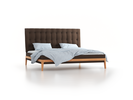 Polsterbett Filomena, 200 x 200 cm, Wollstoff Kaland Torf (70), Buche