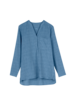 Bluse aus Bio-Leinen und Baumwolle, ozeanblau