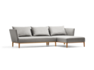 Lorea Lounge-Sofa, Liegeteil rechts, Buche, mit Bezug Wollstoff Sletta Kiesel