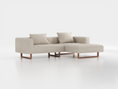 Lounge-Sofa Sereno inkl. 2 Kissen (70x55 cm), B 267 x T 180 cm, Liegeteil rechts, Kufenfuß, mit Bezug Wollstoff Tano Natur Hell (80), Eiche