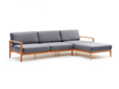 Loungesofa Linera, breit mit Liegeteil rechts, Wollstoff Elverum Mocca, Buche