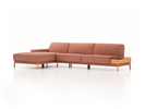 Lounge-Sofa Alani, B 340 x T 179 cm, Liegeteil links, Sitzhöhe in cm 44, mit Bezug Wollstoff Elverum Ziegel (85), Buche