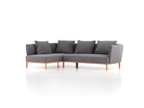 Ecksofa Lorea B 265 x T 172,5 cm, Liegeteil links, mit Bezug Wollstoff Kaland Kiesel (68), Buche