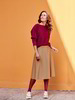 Pullover-Fledermaus, rote beete & Rock, camel