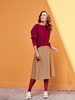 Pullover-Fledermaus, rote beete & Rock, camel