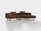 Lounge-Sofa Sereno inkl. 2 Kissen (70x55 cm), B 267 x T 180 cm, Liegeteil rechts, Kufenfuß, mit Bezug Wollstoff Kaland Torf (70), Buche