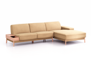 Lounge-Sofa Alani Liegeteil inkl. fixer Armlehne rechts, 300x179x82 cm, Sitzhöhe 44 cm, Buche, mit Bezug Wollstoff Elverum Haselnuss