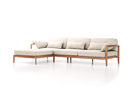 Loungesofa Linera, breit mit Liegeteil links, Wollstoff Tano Natur Hell (80), Eiche