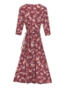 Kleid-Jersey-Wickeloptik, blumendruck klein pflaume