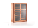 Kleiderschrank Kurido 2-türig, B 195,6 x H 230x T 66,3 cm, schmale Türen, Wollstoff Elverum Mocca (73), Kernbuche