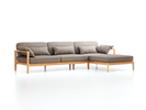 Loungesofa Linera, breit mit Liegeteil rechts, Wollstoff Tano Natur (79), Buche