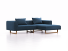 Lounge-Sofa Sereno, B267xT180xH71 cm, Sitzhöhe 43 cm, mit Liegeteil rechts inkl. 2 Kissen (70x55 cm), Kufenfuß Eiche, Wollstoff Elverum Ozean