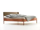 Bett Alwy mit Polsterbetthaupt, Wollstoff Stavang Haselnuss, Buche