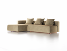 Lounge-Sofa Sereno mit Schlaffunktion inkl. 3 Kissen (70x55 cm), B 320,5 x T 180 cm, Bodennah, Liegeteil links, Buche, mit Bezug Wollstoff Kaland Haselnuss (71)