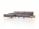 Lounge-Sofa Alani, B 340 x T 179 cm, Liegeteil links, Sitzhöhe in cm 44, mit Bezug Wollstoff Stavang Kiesel (62), Buche