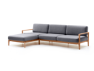 Loungesofa Linera, breit mit Liegeteil links, Wollstoff Elverum Mocca, Eiche