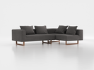 Ecksofa Sereno mit Liegeteil, inkl. 4 Kissen (70x55 cm), Liegeteil rechts, B 276 x T 180 cm, Kufenfuß, mit Bezug Wollstoff Elverum Mocca (73), Eiche