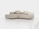 Lounge-Sofa Sereno  inkl. 2 Kissen (70x55 cm), B 267 x T 180 cm, Liegeteil links, Bodennah, mit Bezug Wollstoff Tano Natur Hell (80), Eiche
