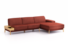 Lounge-Sofa Alani Liegeteil inkl. fixer Armlehne rechts, 300x179x82 cm, Sitzhöhe 44 cm, Eiche, mit Bezug Wollstoff Kaland Ziegel
