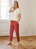 Schlafshirt-Kurzarm, weiss & 7/8 Hose, druck kolibri wildrose