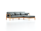 Loungesofa Linera, schmal mit Liegeteil rechts, Wollstoff Elverum Mocca (73), Buche