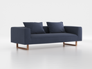 3er-Sofa Sereno B 235 x T 96 cm, inkl. 2 Kissen (70x55 cm), Kufenfuß, mit Bezug Wollstoff Elverum Ozean (75), Eiche