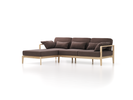 Loungesofa Linera, schmal mit Liegeteil links, Wollstoff Tano Natur Dunkel (81), Esche