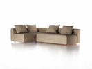 Ecksofa Sereno mit Schlaffunktion inkl. 4 Kissen (70x55 cm), Bodennah, B 300 x T180 cm, Eckteil links, mit Bezug Wollstoff Stavang Sand (66), Buche