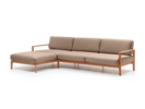 Loungesofa Linera, breit mit Liegeteil links, Wollstoff Stavang Haselnuss, Buche