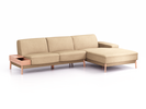 Lounge-Sofa Alani Liegeteil inkl. fixer Armlehne rechts, 300x179x82 cm, Sitzhöhe 44 cm, Buche, mit Bezug Wollstoff Stavang Sand